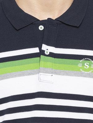 navy blue striped polo tshirt - 16008062 - Standard Image - 5