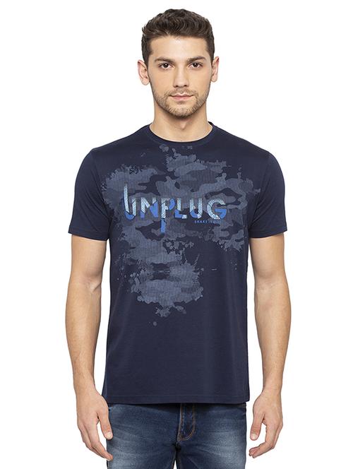 navy blue printed tshirt - 16008090 - Standard Image - 1