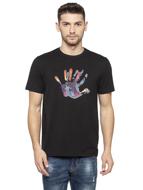 black chest print tshirt - 16008091 - Standard Image - 1