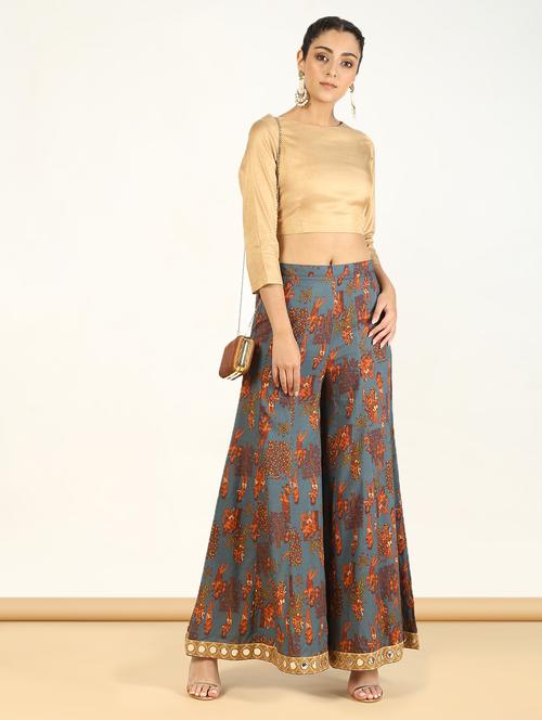 gold chanderi solid blouse - 16008126 - Very Small Image - 1