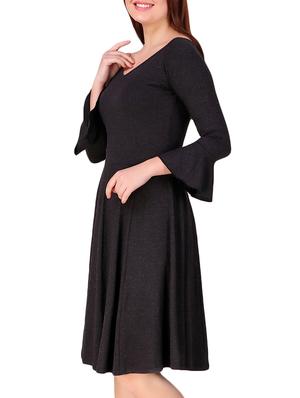 boat neck bell sleeved flared dress - 16008134 - Standard Image - 2