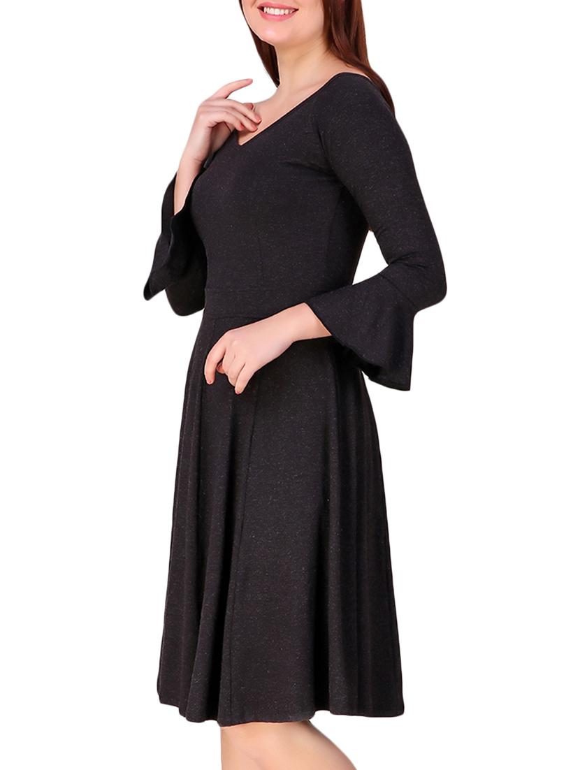 boat neck bell sleeved flared dress - 16008134 - Zoom Image - 2