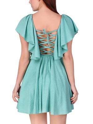 lace up back flared dress - 16008138 - Standard Image - 3