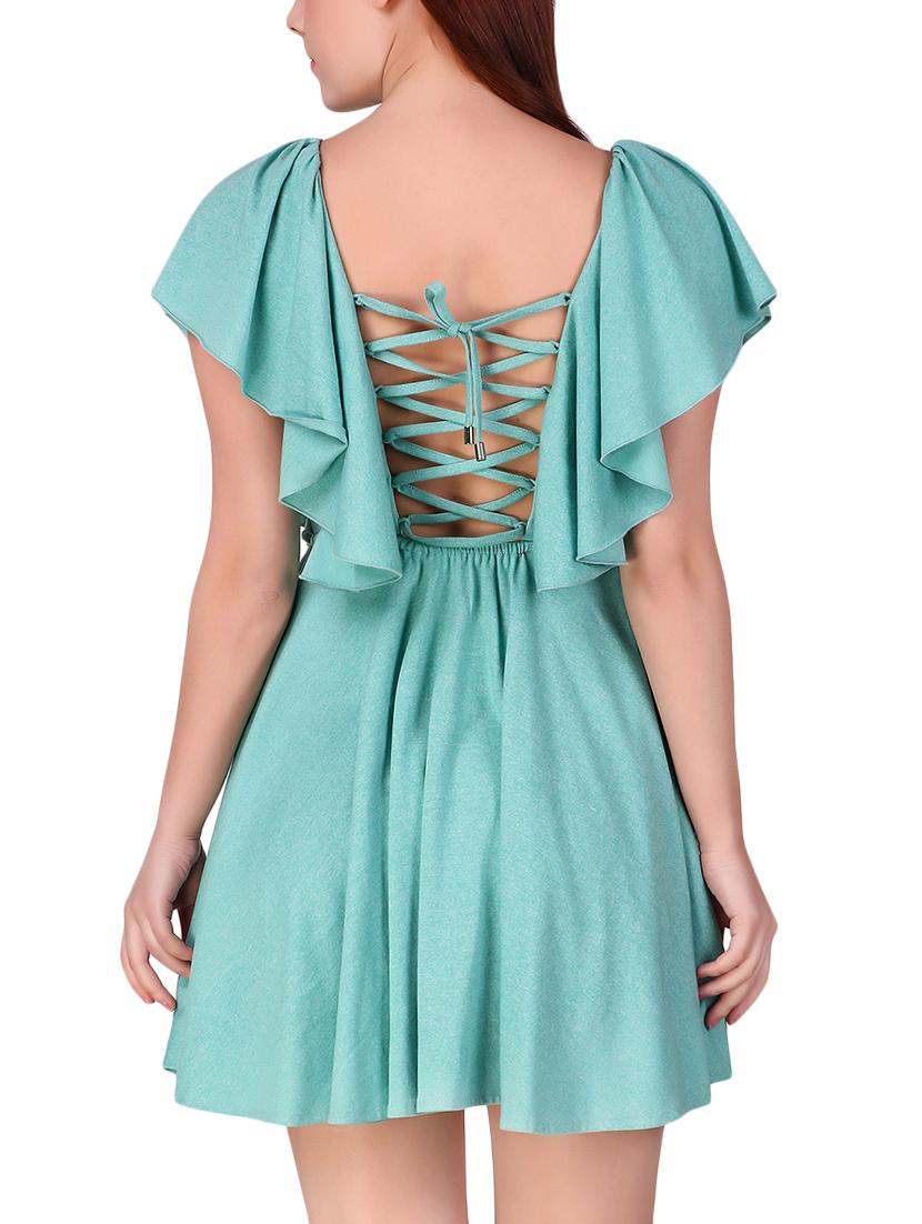 lace up back flared dress - 16008138 - Zoom Image - 3