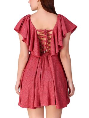 lace up back flared dress - 16008139 - Standard Image - 3