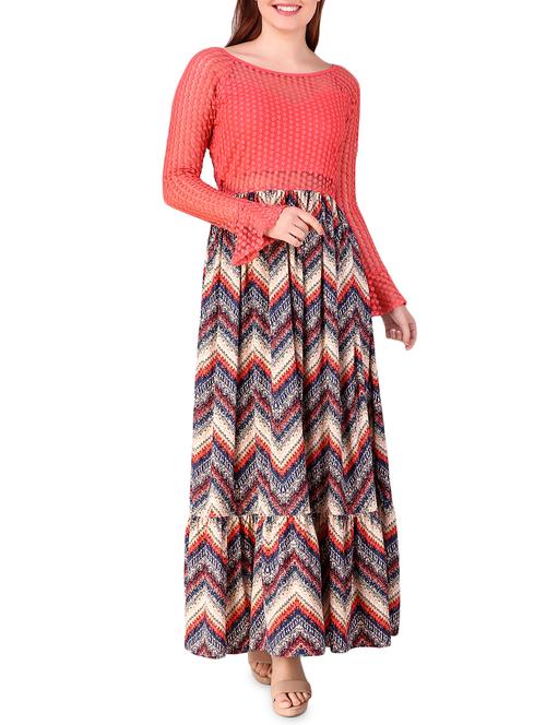chevron laced maxi dress - 16008149 - Standard Image - 1
