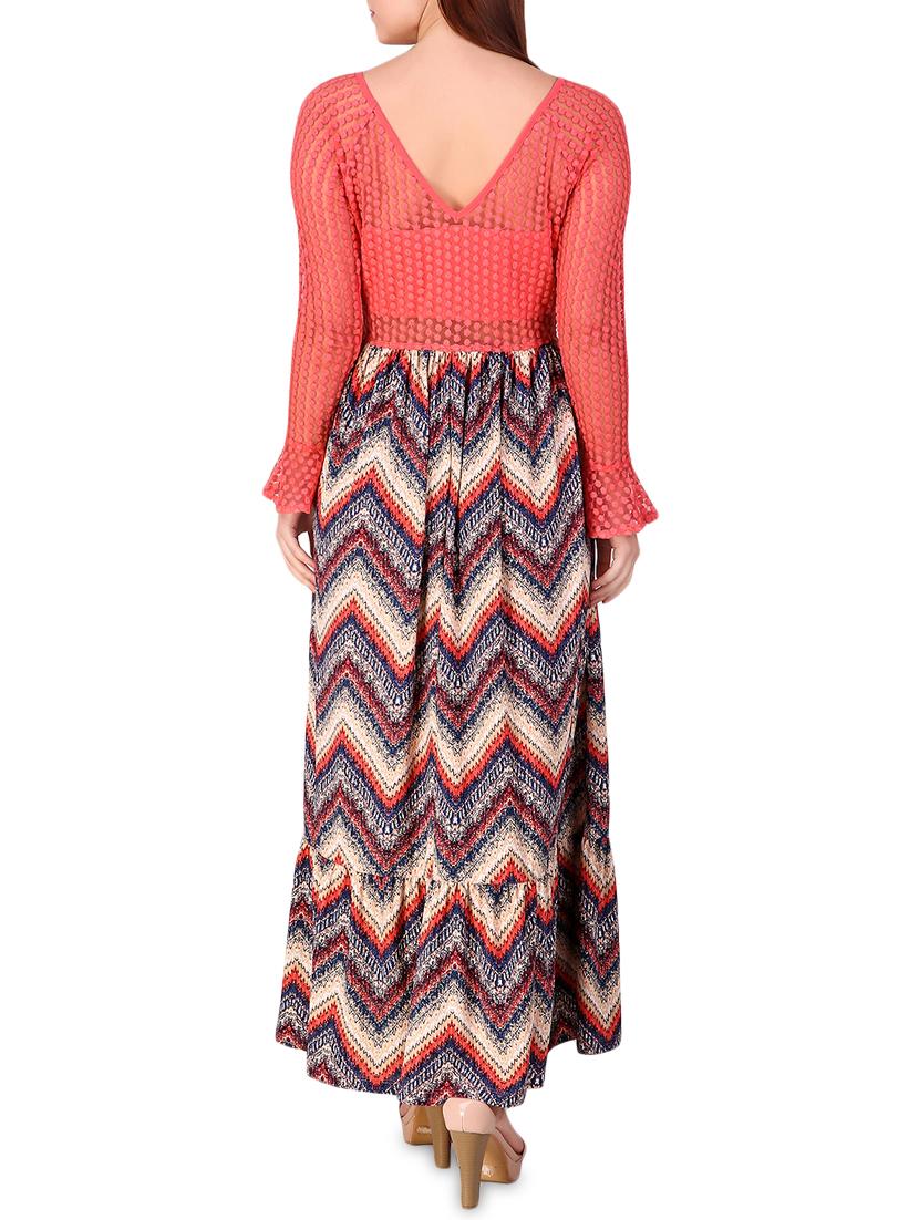 chevron laced maxi dress - 16008149 - Zoom Image - 3