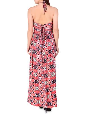 lace insert tie back maxi dress - 16008152 - Standard Image - 3
