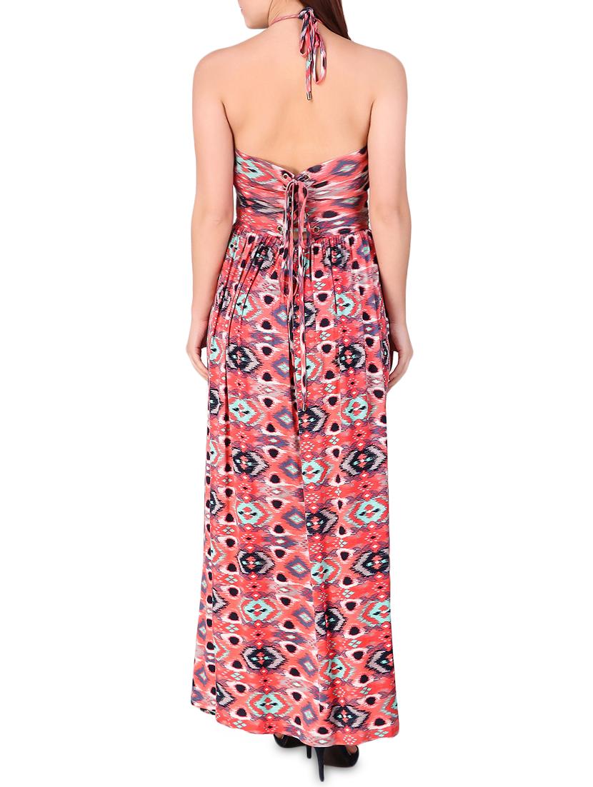 lace insert tie back maxi dress - 16008152 - Zoom Image - 3