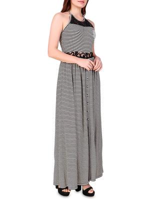 lace insert tie back maxi dress - 16008153 - Standard Image - 2