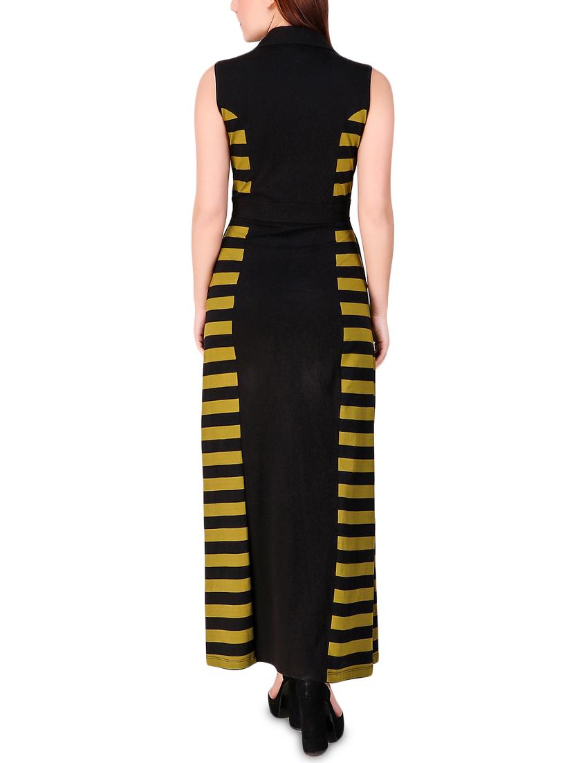 button detail striped maxi dress - 16008158 - Zoom Image - 3