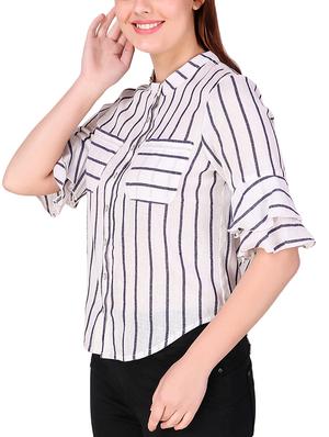 bell sleeved striped shirt - 16008166 - Standard Image - 2
