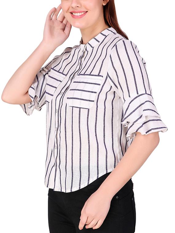bell sleeved striped shirt - 16008166 - Zoom Image - 2