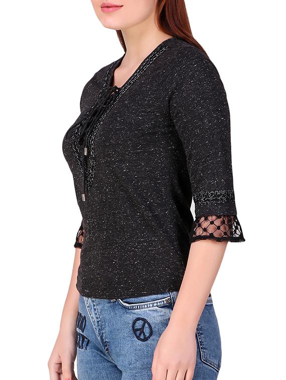 lace up embroidered top - 16008169 - Zoom Image - 2