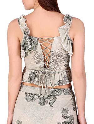 lace up back ruffled crop top - 16008176 - Standard Image - 3