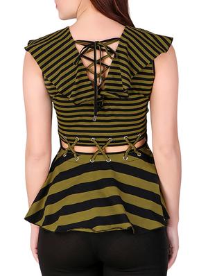 criss cross detail striped top - 16008187 - Standard Image - 3