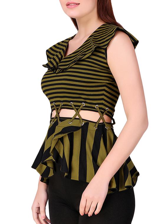 criss cross detail striped top - 16008187 - Zoom Image - 2