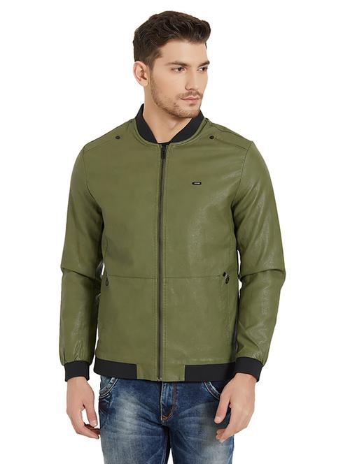 green leatherette biker jacket - 16008195 - Standard Image - 1