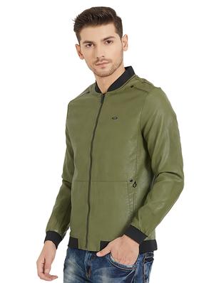 green leatherette biker jacket - 16008195 - Standard Image - 2