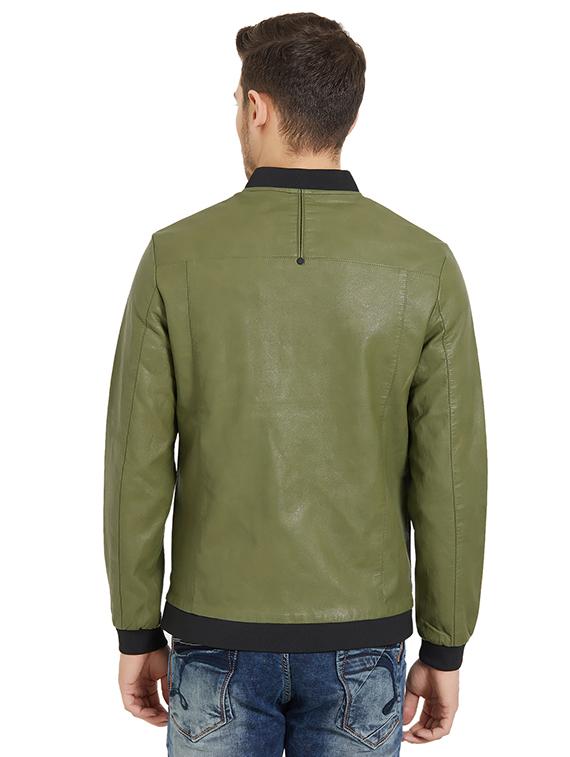 green leatherette biker jacket - 16008195 - Zoom Image - 3