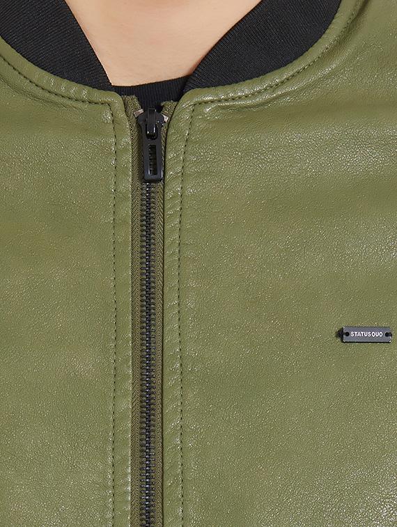 green leatherette biker jacket - 16008195 - Zoom Image - 5