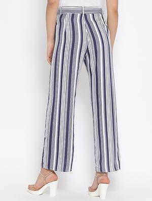 tie up striped flat front trouser - 16008323 - Standard Image - 3