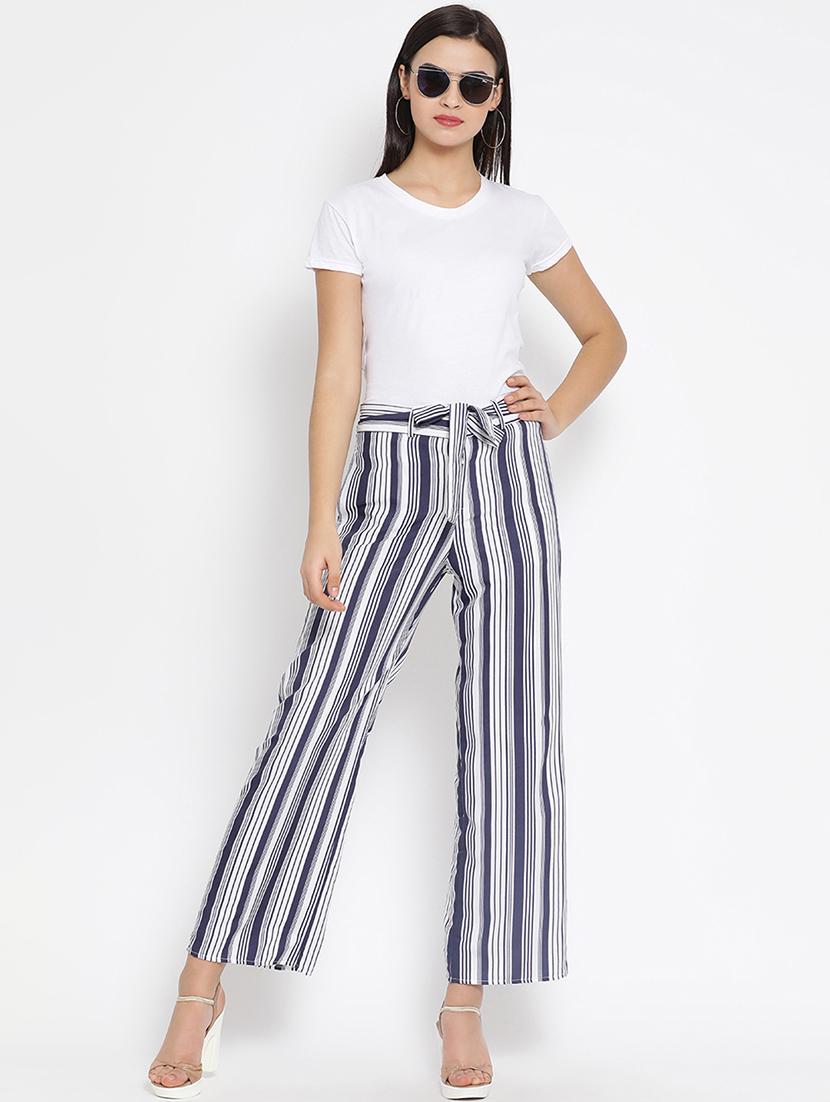 tie up striped flat front trouser - 16008323 - Zoom Image - 4