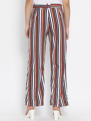 tie up striped flat front trouser - 16008324 - Standard Image - 3