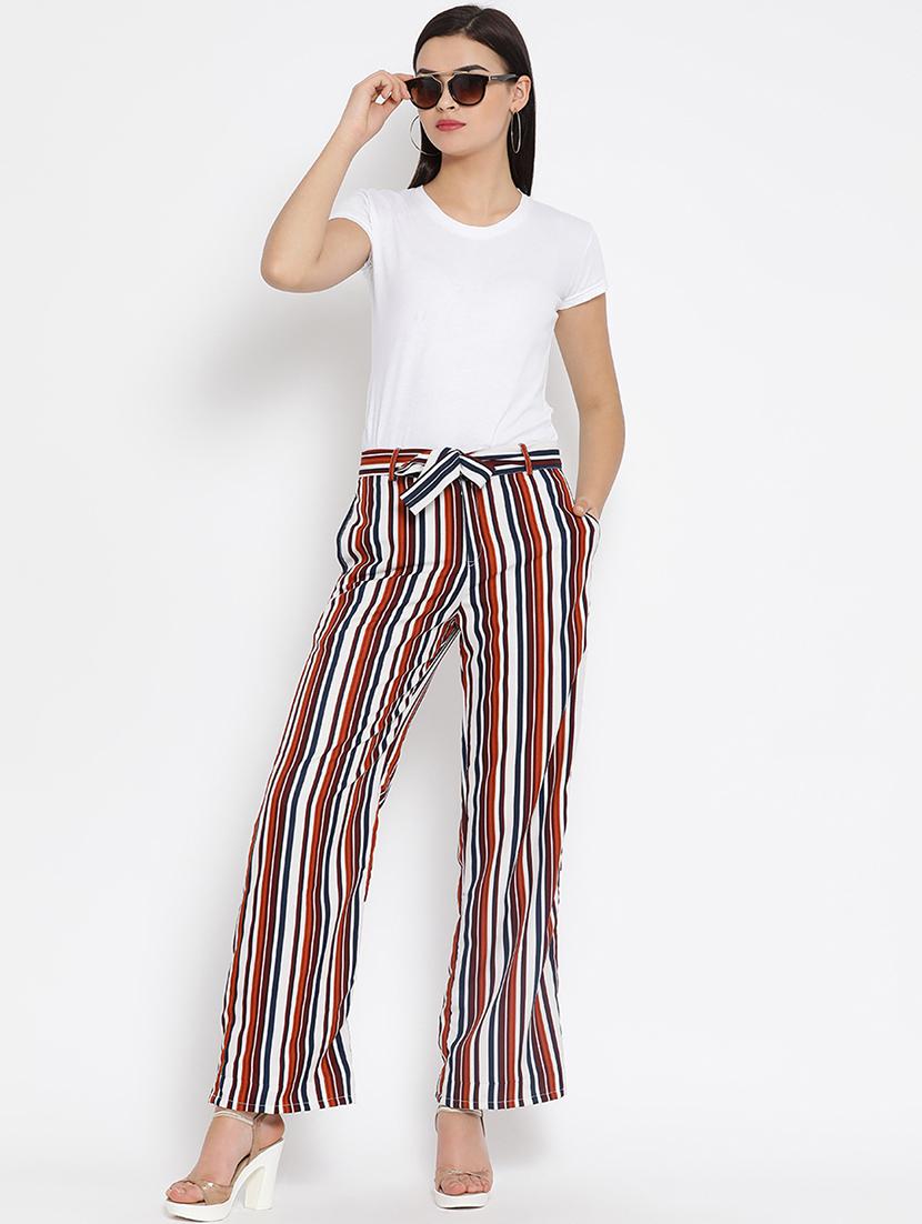 tie up striped flat front trouser - 16008324 - Zoom Image - 4