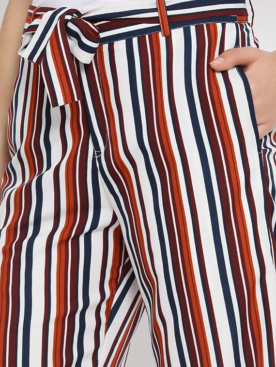 tie up striped flat front trouser - 16008324 - Zoom Image - 5