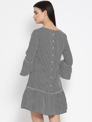 button detail checkered a-line dress - 16008329 - Standard Image - 3