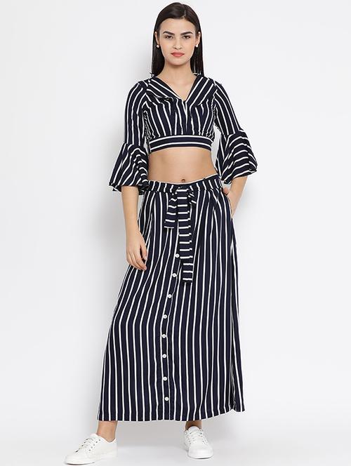 striped crop top and skirt set - 16008332 - Standard Image - 1