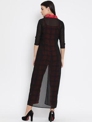 checkered full leg jumpsuit with shrug - 16008334 - Standard Image - 3