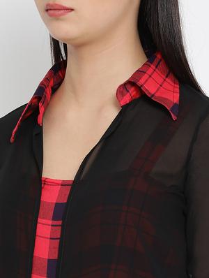 checkered full leg jumpsuit with shrug - 16008334 - Standard Image - 4