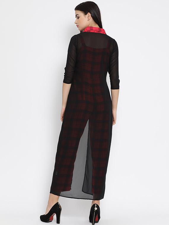 checkered full leg jumpsuit with shrug - 16008334 - Zoom Image - 3