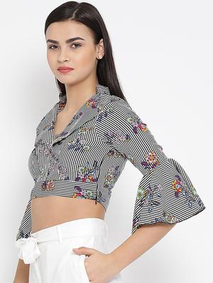 floral striped crop top - 16008336 - Standard Image - 2
