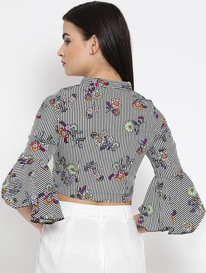 floral striped crop top - 16008336 - Standard Image - 3