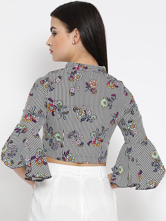 floral striped crop top - 16008336 - Zoom Image - 3