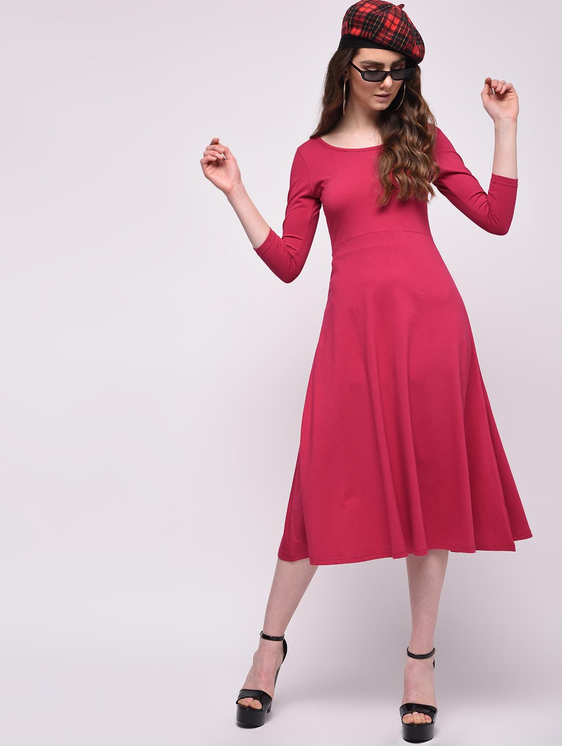 boat neck flared dress - 16008996 - Zoom Image - 1