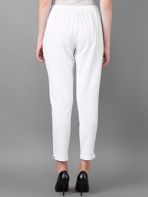 white straight tapered pant - 16009085 - Standard Image - 3