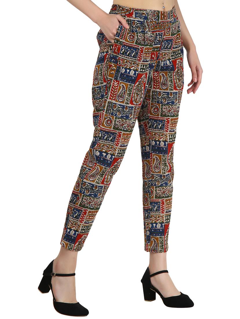 kalamkari printed straight tapered pant - 16009088 - Zoom Image - 2