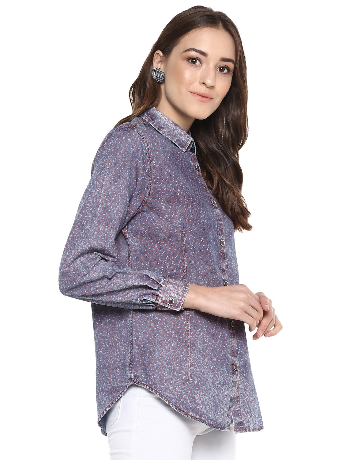 curved hem ditsy floral shirt - 16009114 - Zoom Image - 2