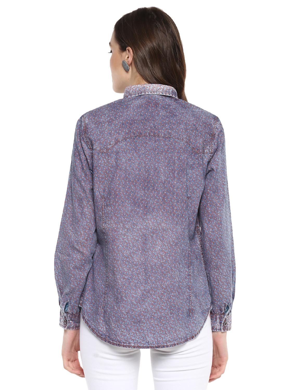 curved hem ditsy floral shirt - 16009114 - Zoom Image - 3