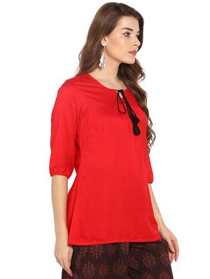 tie up neck gather detail tunic - 16009312 - Standard Image - 2