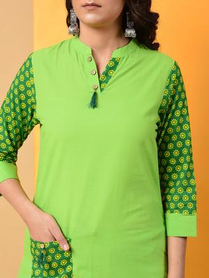 contrast patch pocket detailed kurta with palazzo set - 16009408 - Standard Image - 5