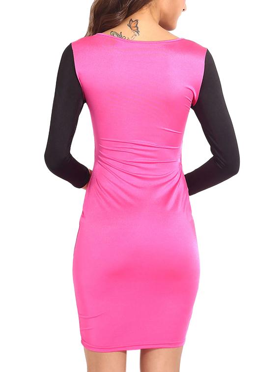 cut out detail color block bodycon dress - 16009539 - Zoom Image - 2
