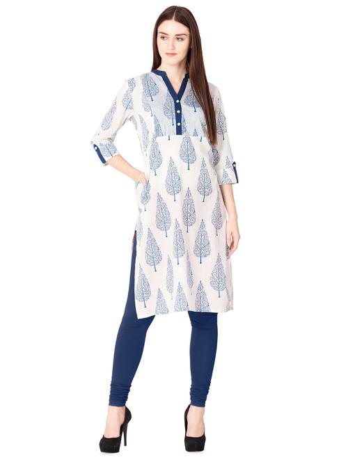 block print straight kurta - 16009556 - Standard Image - 1