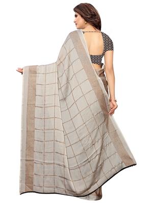checkered foil printed half & half saree with blouse - 16009635 - Standard Image - 2