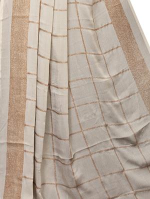 checkered foil printed half & half saree with blouse - 16009635 - Standard Image - 4