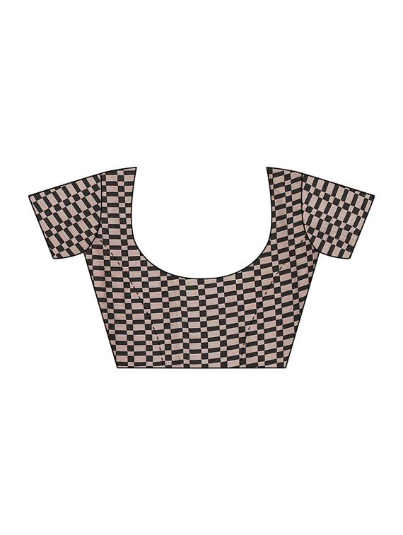 checkered foil printed half & half saree with blouse - 16009635 - Zoom Image - 3